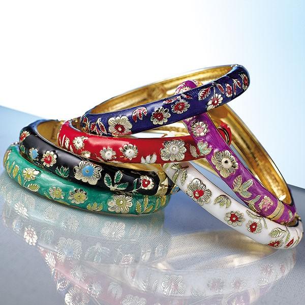 Chinese Enamel Bangles - Floral (Set of 6) #3