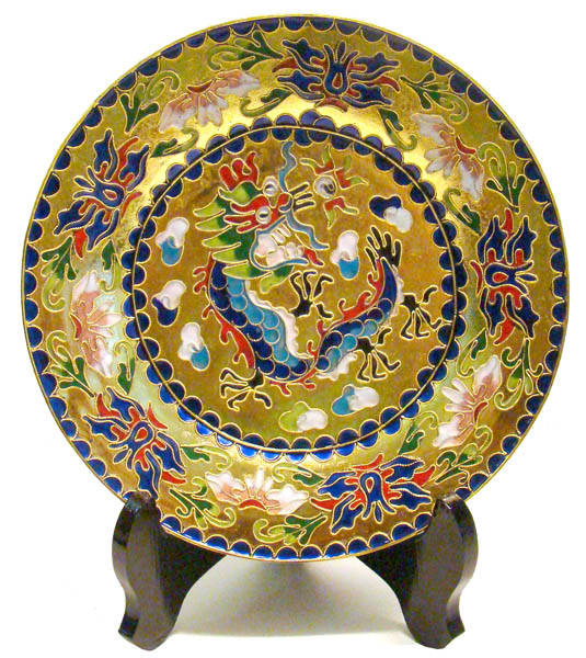 Chinese Cloisonne Plate Dragon, Chinese Dragon Plates, Dragon Art