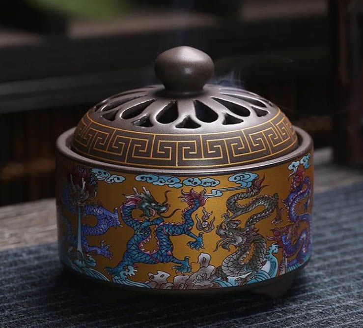 Chinese Dragon Incense Burner Enamel, Traditional Chinese Dragon