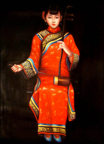Chinese Oil Painting Maiden Playing Er Hu Oil Paintings Chinese Oil Painting Maiden Playing Er Hu Oil Paintings