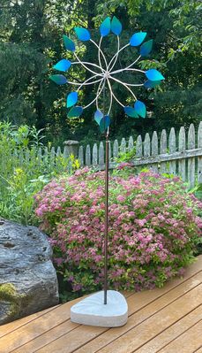 ALL 24" DOUBLE PETALS GARDEN WHEEL WITH CEMENT BASE With 6 COLORS OPTIONS