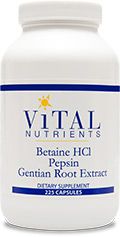 Betaine HCL Pepsin & Gentian Root Extract (225C) By Vital Nutrients