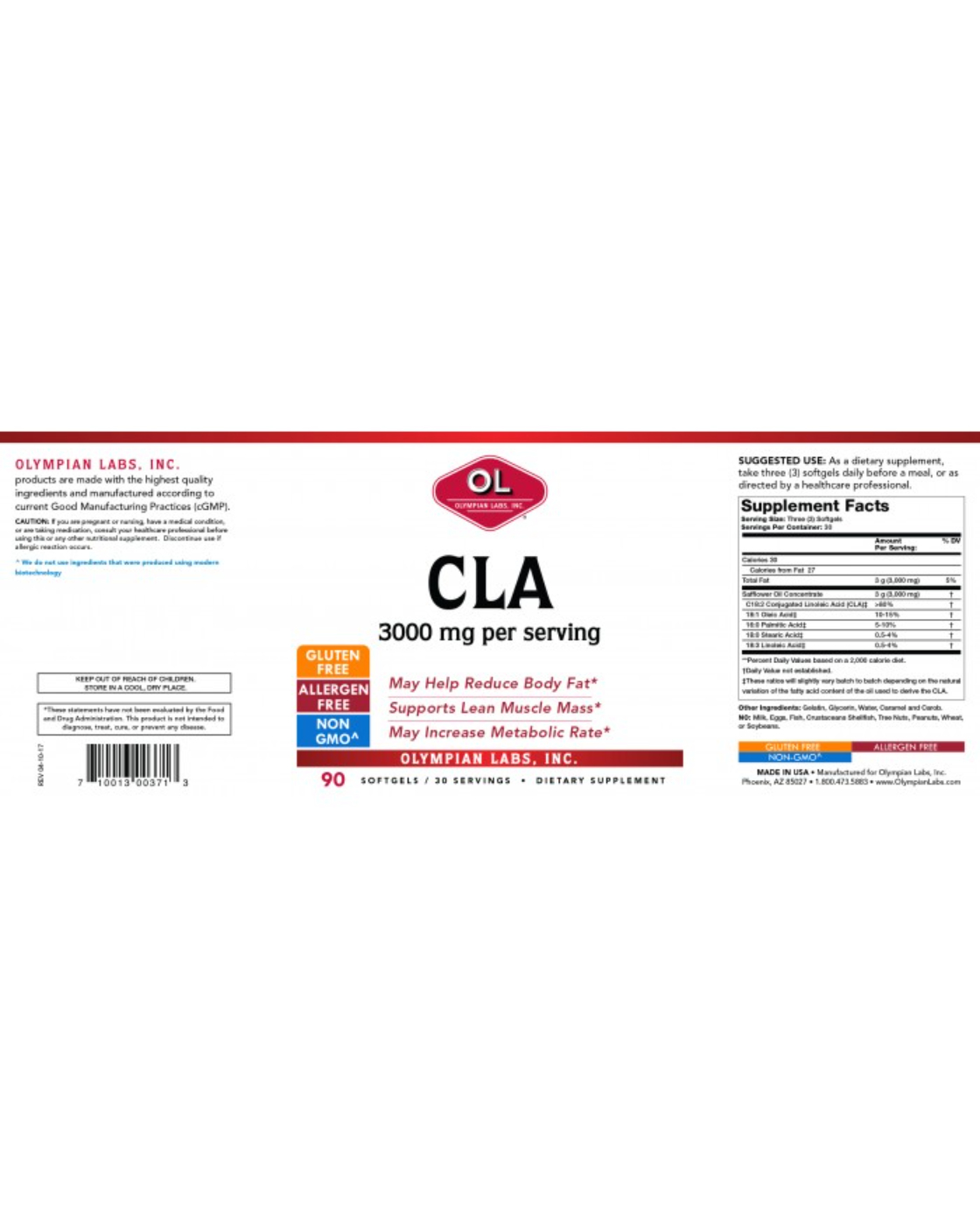 CLA-Conjugated Linoleic Acid 3 G by Olympia Labs | Austin Medical