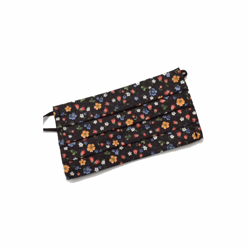 Face Mask - Cloth Washable - Black - Orange Pattern