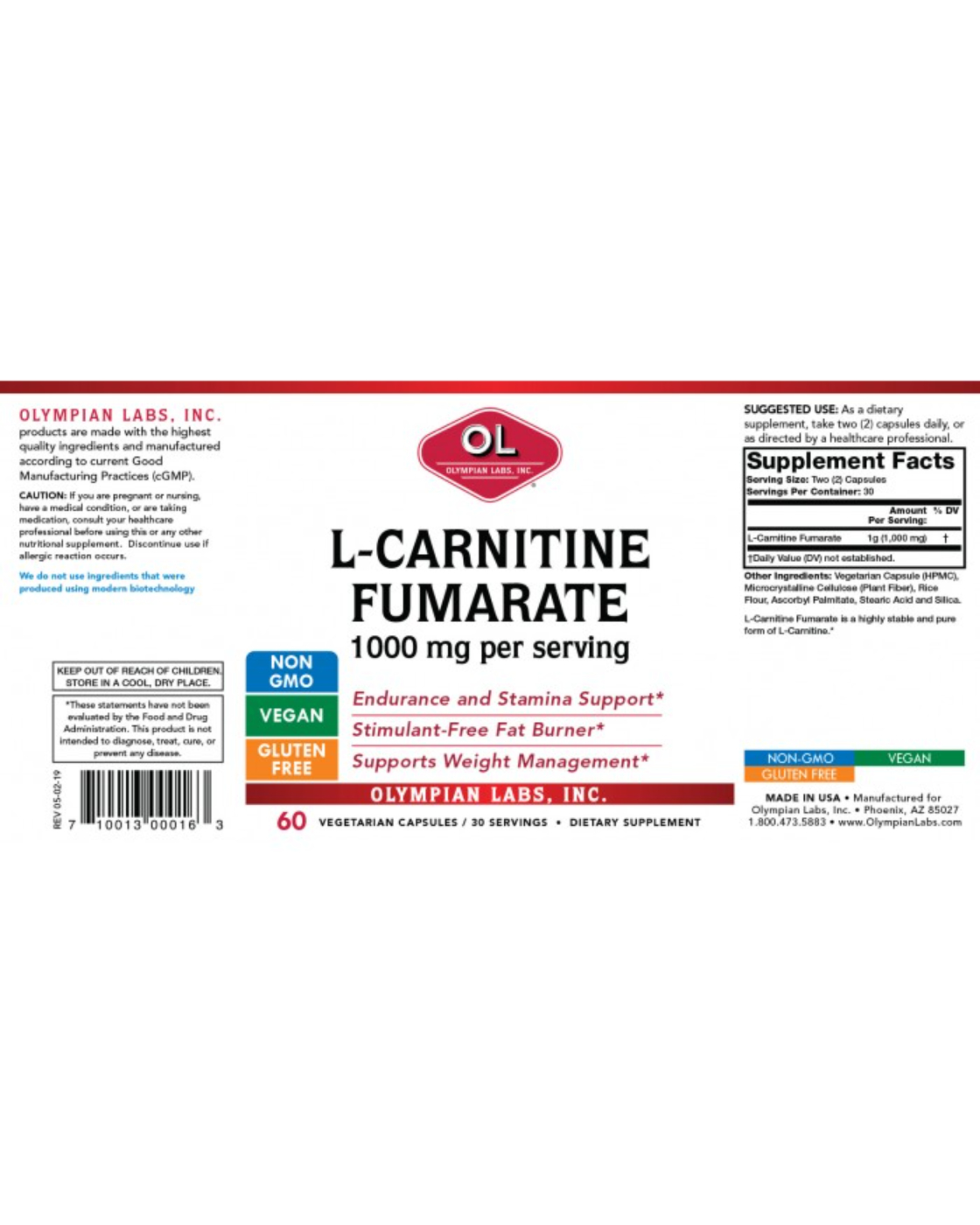 L-Carnitine 1 G 60 C by Olympia Labs | Austin Medical