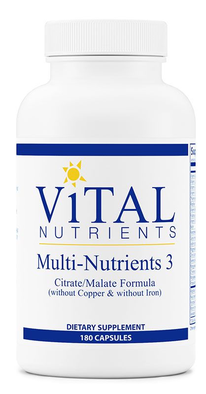 Multi-Nutrients 3 Citrate/Malate Formula Without Copper Or Iron (180C) By Vital Nutrients