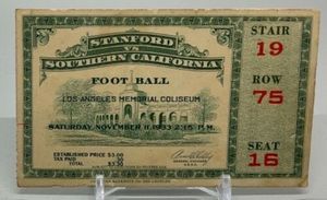 1933 USC Trojans vs. Stanford college football game ticket stub (David Packard)