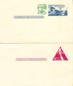 1956 FIPEX and 1963 Canal Zone unused USPS postal card lot of 2
