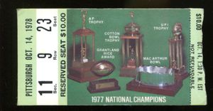 1978 Notre Dame vs Pittsburgh college football ticket stub (Joe Montana leads 26-17 comeback win)