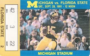 1991 Florida State Seminoles at Michigan Wolverines college football ticket stub (Desmond Howard)