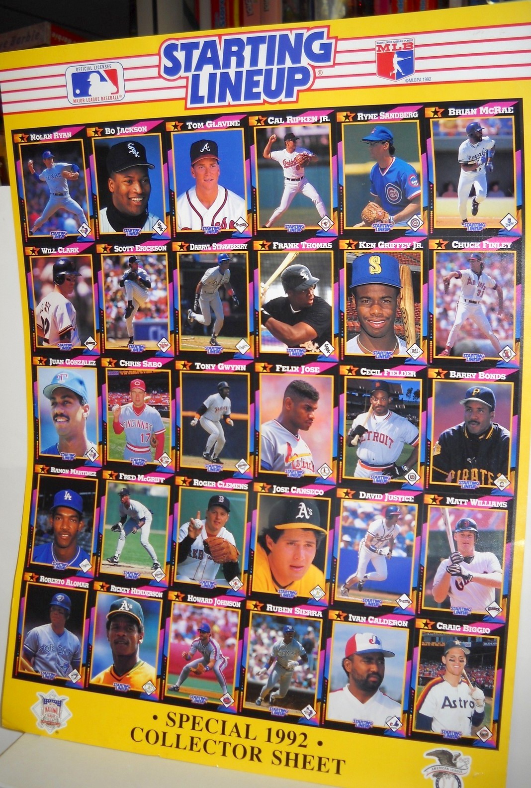 1992 Kenner Starting Lineup Baseball Card poster size uncut collector