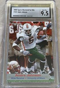 Andre Johnson Miami Hurricanes 2002 Sports Illustrated for Kids Rookie Card CSG graded 9.5 MINT PLUS
