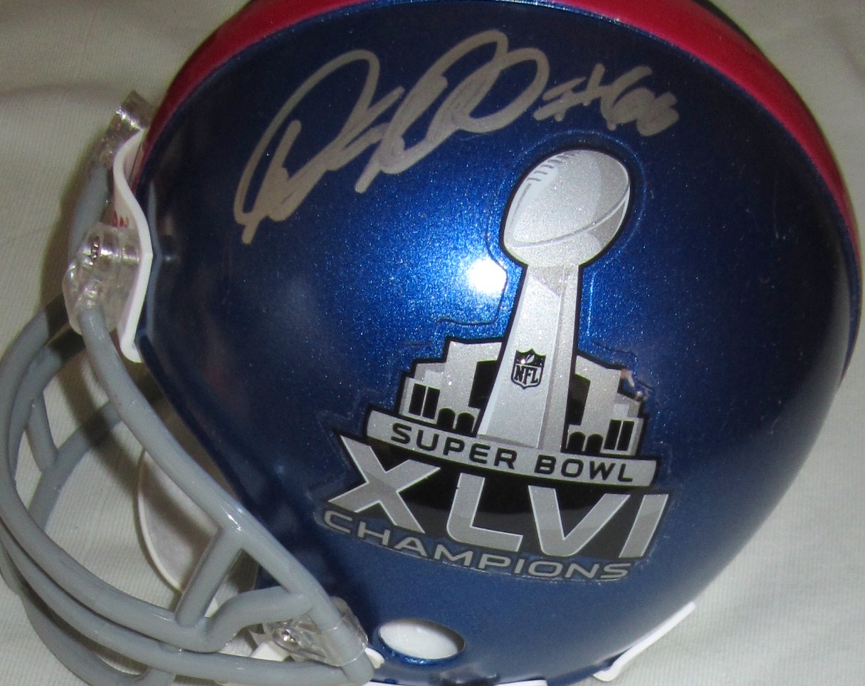 Antrel Rolle and David Diehl autographed New York Giants Super Bowl 46 Champions mini helmet JSA