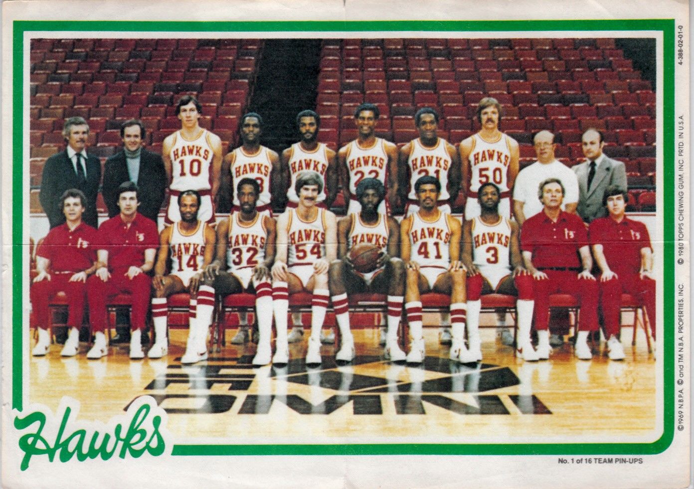 Atlanta Hawks 198081 Topps PinUps 5x7 Team Picture