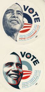 Barack Obama 2008 Nevada campaign set of 2 round decals