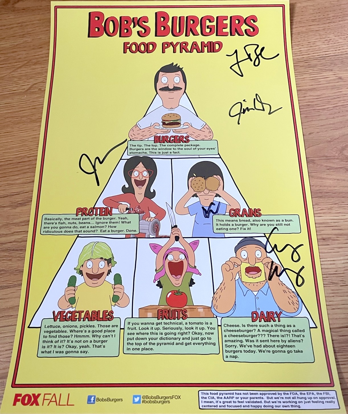 Bob's Burgers cast autographed 2014 ComicCon poster (H. Jon Benjamin
