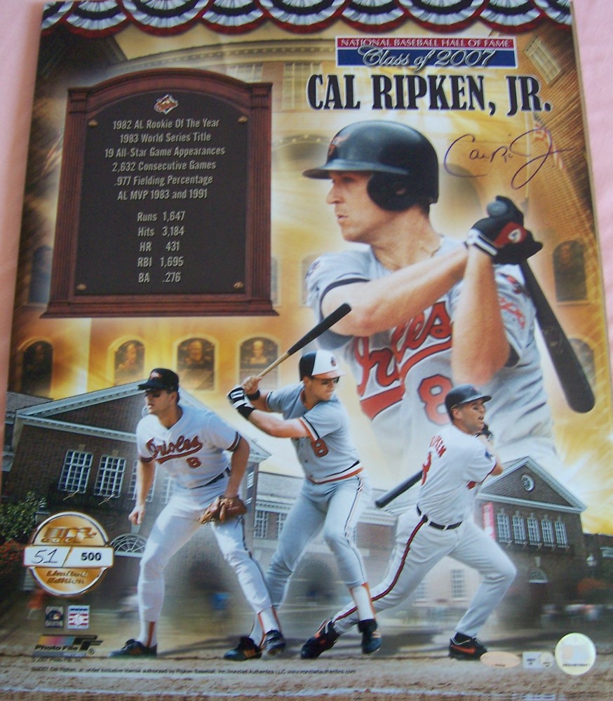 Cal Ripken autographed Baltimore Orioles 16x20 Hall of Fame poster size