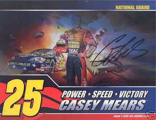 Casey Mears autographed National Guard NASCAR photo card ...