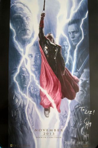 Charlie Wen autographed Thor 2013 San Diego Comic-Con exclusive Marvel movie poster (To Liz)