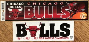 Chicago Bulls set of 2 unused bumper stickers (1991 1992 1993 NBA World Champions and undated)