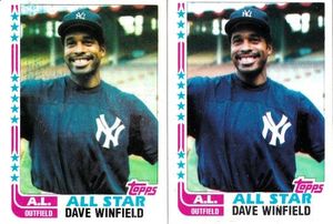 Dave Winfield New York Yankees 1982 Topps All-Star BLANK BACK and regular 2 card set