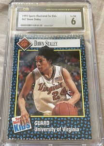 Dawn Staley Virginia Cavaliers 1992 Sports Illustrated for Kids Rookie Card CSG graded 6 ExMt