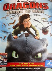 Dean DeBlois and Drew Struzan autographed Dragons Riders of Berk 2013 Comic-Con 18x24 poster