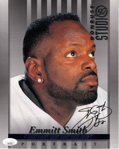 Emmitt Smith autographed Dallas Cowboys 1997 Donruss Studio 8x10 photo card JSA