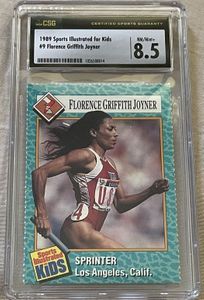 Florence Griffith Joyner 1989 Sports Illustrated for Kids Rookie Card CSG graded 8.5 NrMt-Mt+