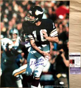 Fran Tarkenton autographed Minnesota Vikings 16x20 inch poster size photo inscribed HOF 86 (JSA)