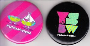 Funimation set of 2 different 2013 Comic-Con buttons or pins