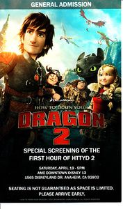 How to Train Your Dragon 2 2014 Wondercon screening pass or promo card