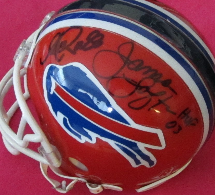 James Lofton and Andre Reed autographed Buffalo Bills mini helmet JSA