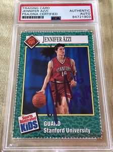 Jennifer Azzi autographed Stanford Cardinal 1990 Sports Illustrated for Kids Rookie Card PSA/DNA slabbed