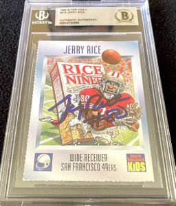 Jerry Rice autographed San Francisco 49ers 1995 Sports Illustrated for Kids card (BAS slabbed)