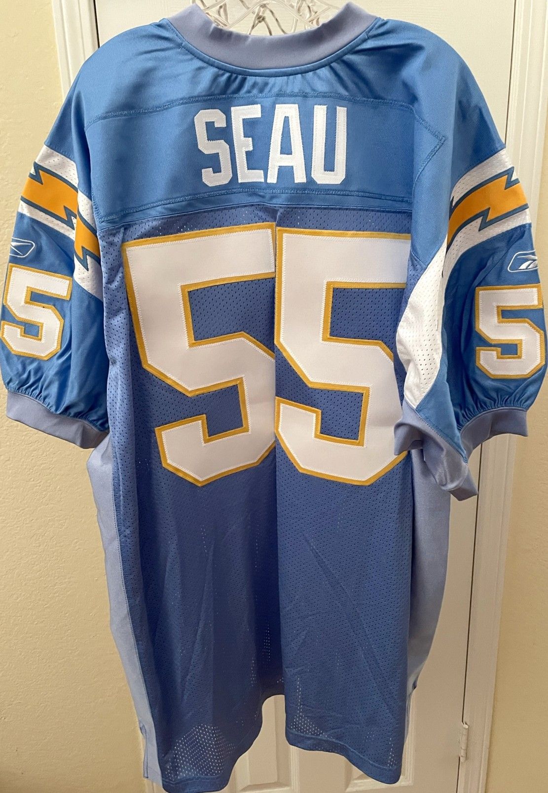 Junior Seau San Diego Chargers 2002 last season authentic Reebok game