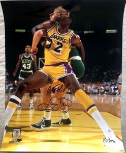 Larry Bird and Magic Johnson autographed 16x20 poster size photo (Schwartz Sports)