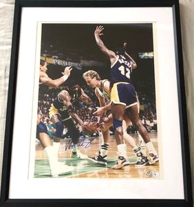 Larry Bird and Magic Johnson autographed 16x20 poster size photo matted and framed (Schwartz Sports)