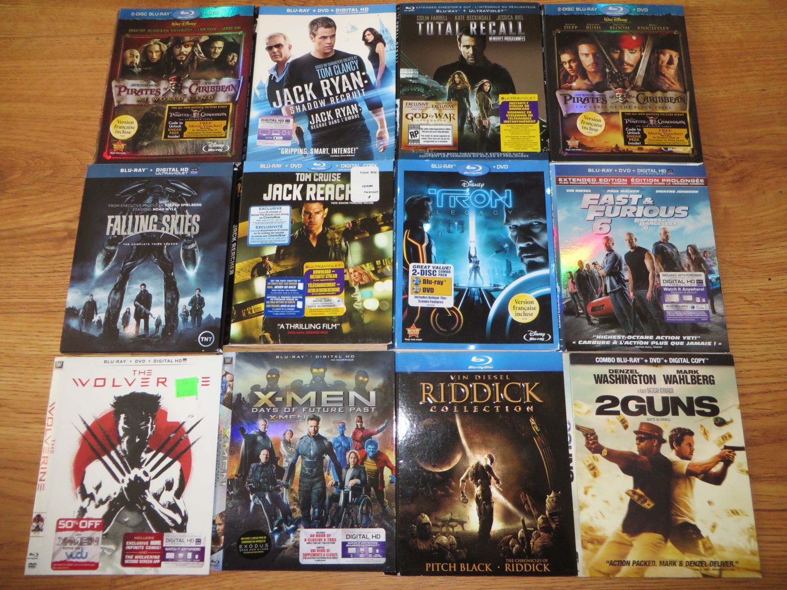 Lot of 14 Bluray DVD movie slipcovers (Jack Reacher Pirates of the