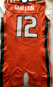 Marc Guillon Miami Hurricanes 2002 Nike game worn orange football jersey
