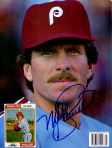 Mike Schmidt autographed Philadelphia Phillies Beckett Baseball magazine back cover photo