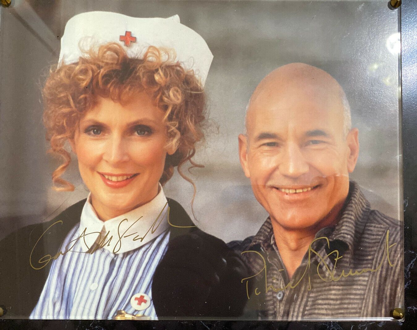 Patrick Stewart and Gates McFadden autographed Star Trek Next