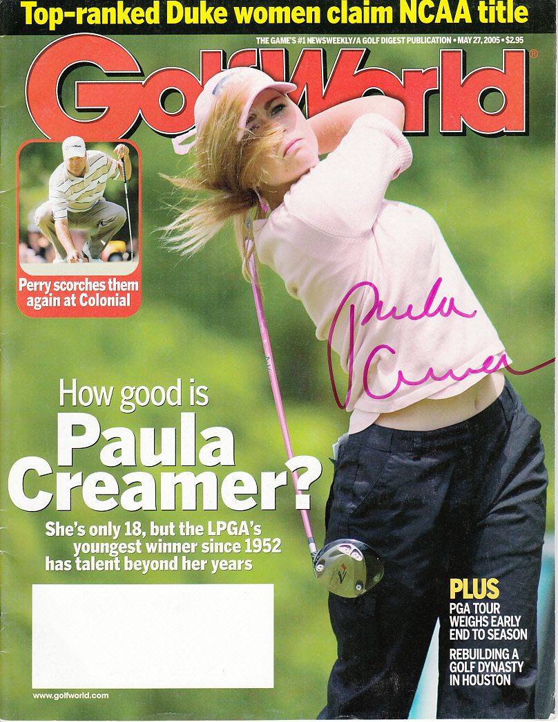 Paula Creamer autographed 2005 Golf World magazine