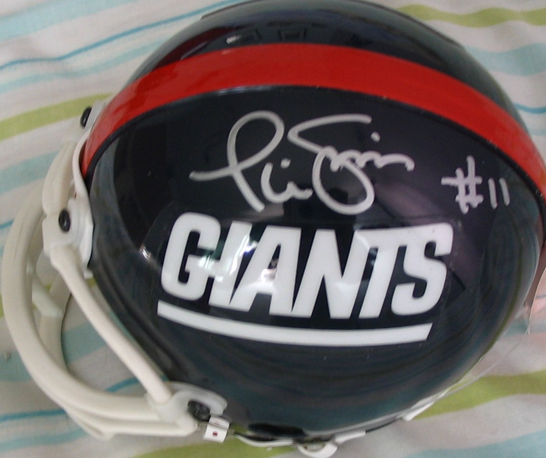 Phil Simms autographed New York Giants throwback mini helmet JSA