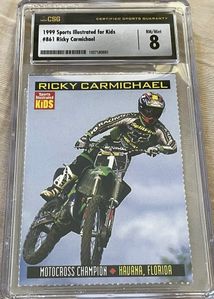 Ricky Carmichael 1999 Sports Illustrated for Kids motocross Rookie Card CSG graded 8 NrMt-Mt