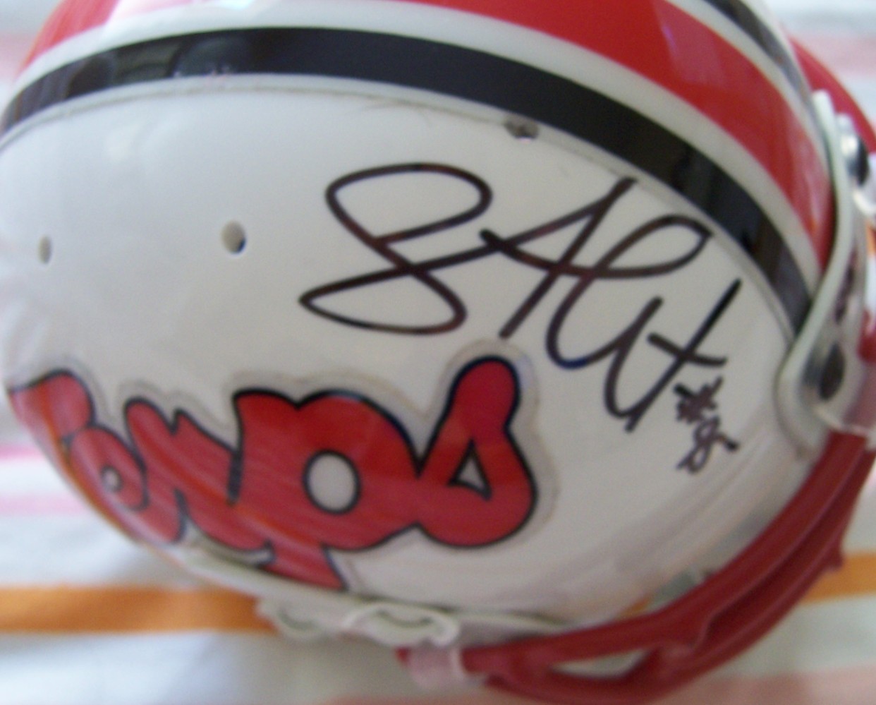 Shawne Merriman autographed Maryland Terrapins mini helmet