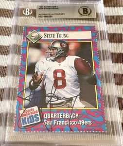Steve Young autographed San Francisco 49ers 1993 Sports Illustrated for Kids card (BAS slabbed)