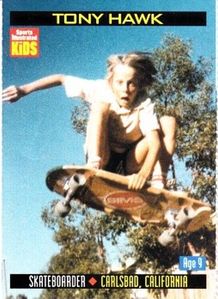 Tony Hawk 2000 Sports Illustrated for Kids skateboarding card (surface crease)