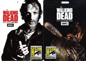 Set of 2 Walking Dead San Diego Comic-Con 2016 and 2017 plastic badges