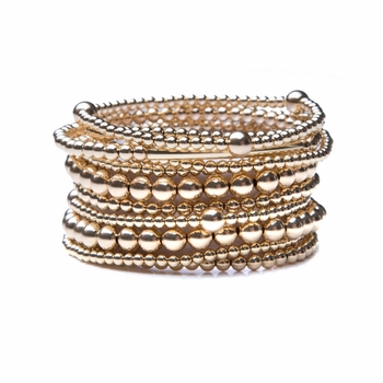14k Gold Carolina Beaded Bracelet Stack